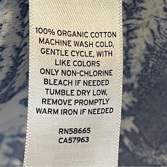 Caslon Print Puff Sleeve Organic Cotton Top in Blue Moonlight Floral Ferns 2X - Picture 5 of 5